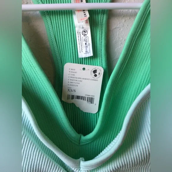 Free People Double The Fun Cami in White/Spearmint Combo ~ New ~ Size XS/S - Picture 6 of 10
